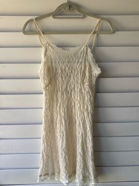 Vintage Cream Romantic Fairy Angel Sheer Lace Slip Dress Size S